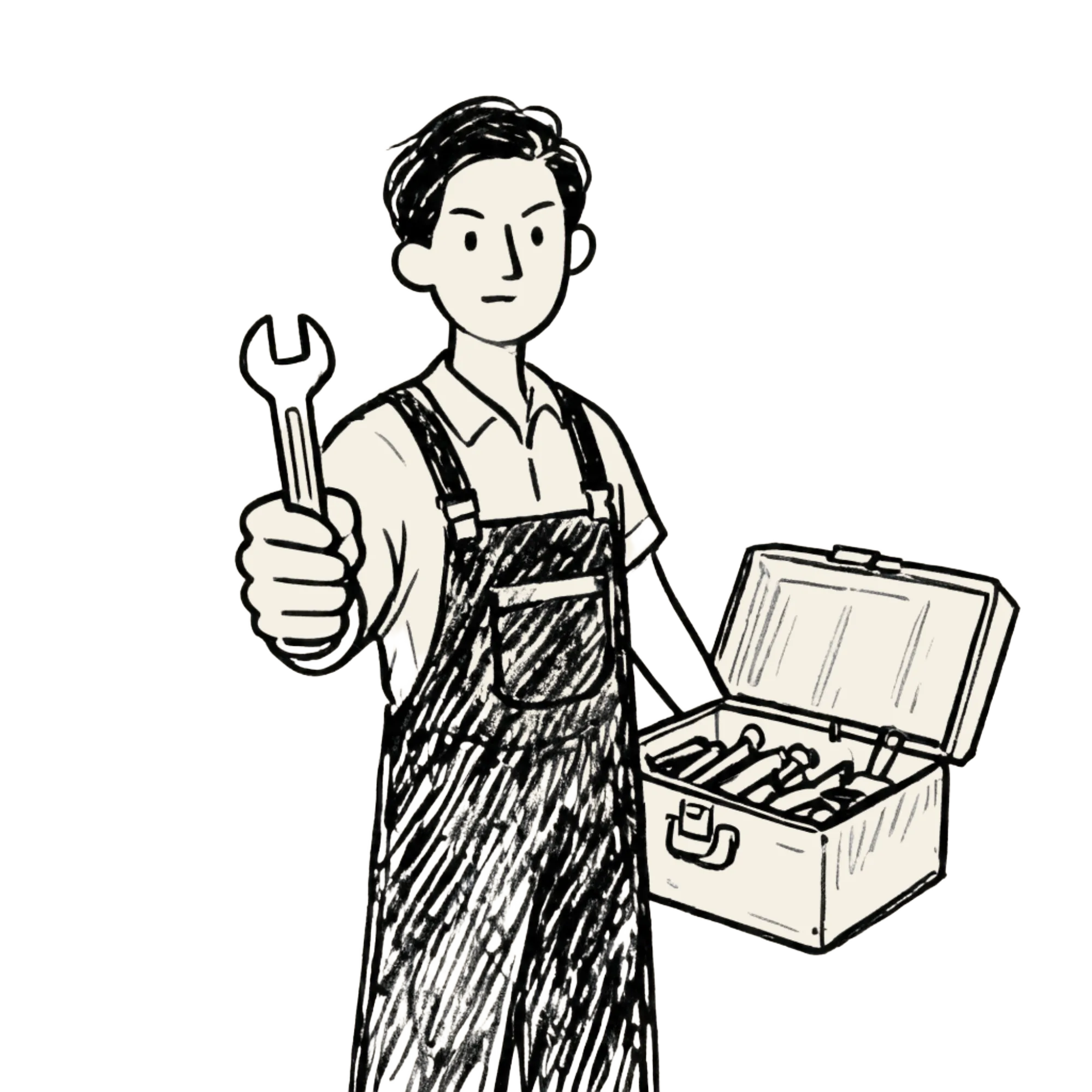 AI tools mechanic illustration